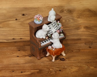 Dogs Playing Piano Ceramic Music Box