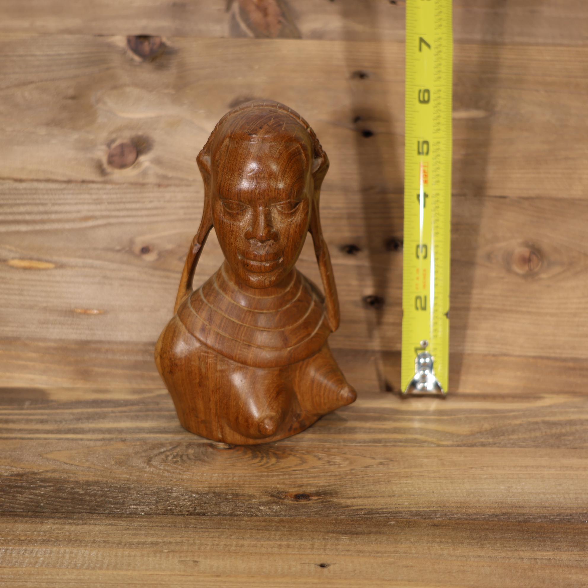 アフリカ風の手彫り木製女性像（胸像）。高さ6インチ。 - Etsy 日本