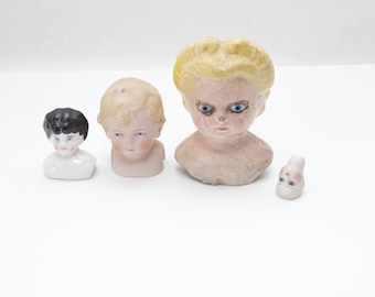 Vintage DOLL HEAD Lot of 4