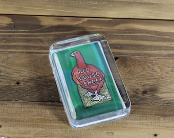 vintage red goose shoes paperweight