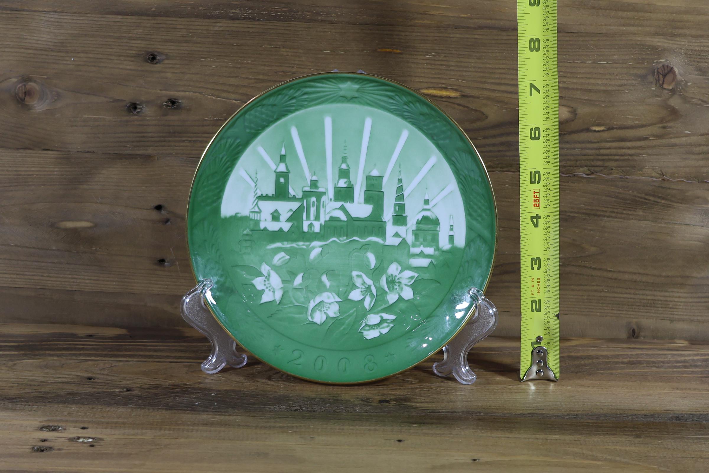 Royal Copenhagen 2008 Christmas Green Plate 100th Anniversary 1908 