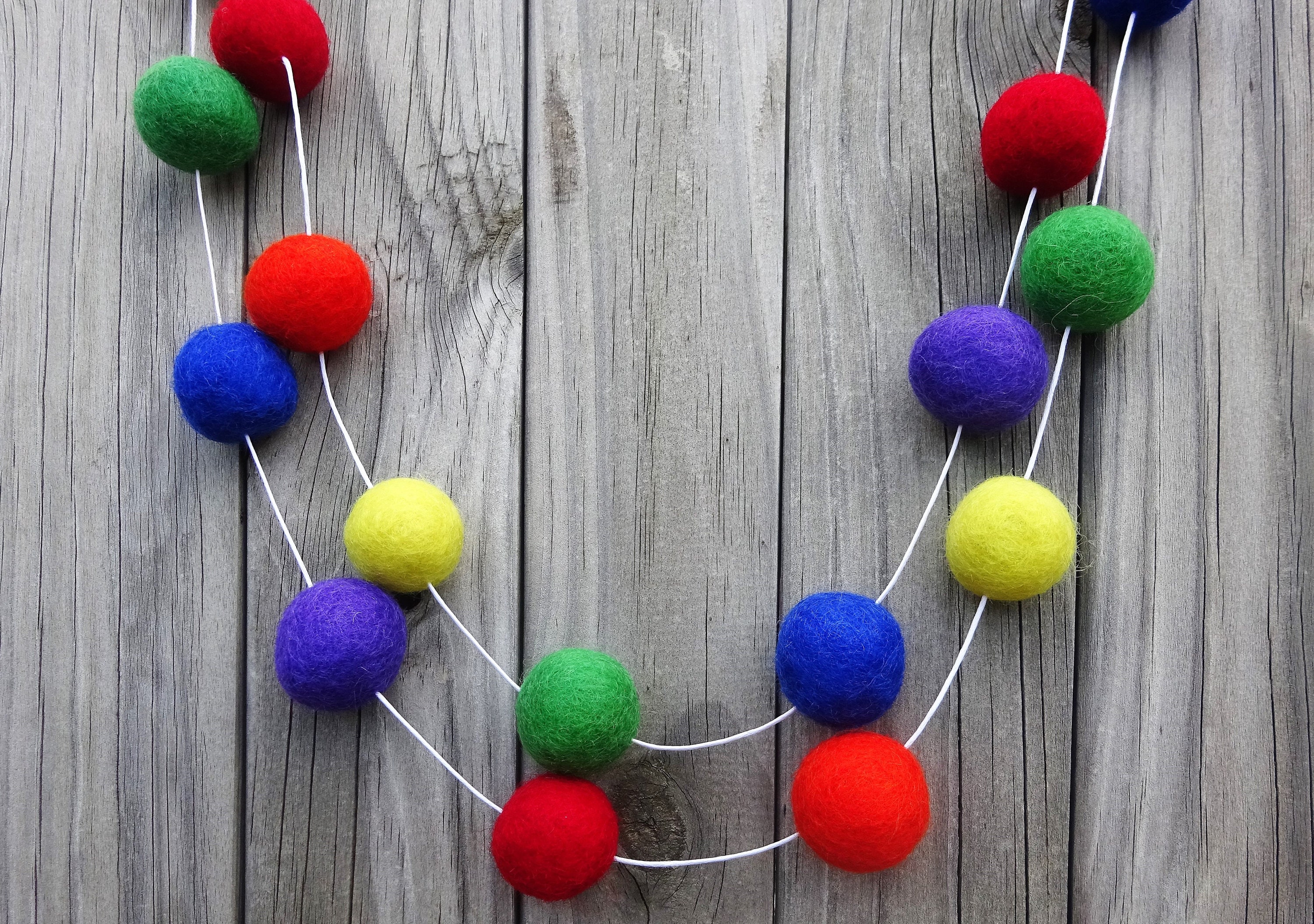 Felt Ball Garland Bunting Banner Party Birthday Decoration Pom Pom Length 2m