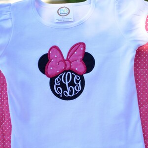 Custom monogrammed Minnie Mouse applique shirt
