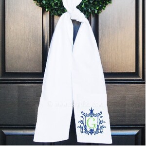 Personalized Preppy Monogrammed Pagoda Wreath Sash/Front Door Décor/ Monogrammed Ribbon Wreath/Monogrammed Sash for Wreath