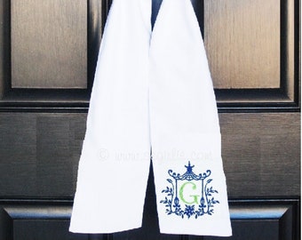 Personalized Preppy Monogrammed Pagoda Wreath Sash/Front Door Décor/ Monogrammed Ribbon Wreath/Monogrammed Sash for Wreath