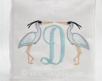 Personalized Preppy Monogrammed Heron Tissue Box Cover/Custom Baby Nursery Décor/Embroidered Wedding Gift/Hostess Gift