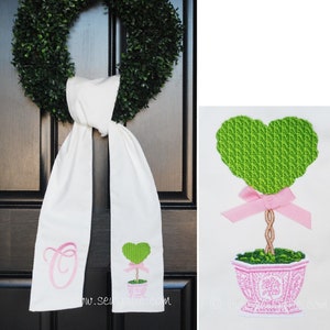 Personalized Preppy Monogrammed Valentine in Topiary Pot Wreath Sash/Front Door Décor/ Monogrammed Ribbon for Wreath/Monogrammed Sash Wreath