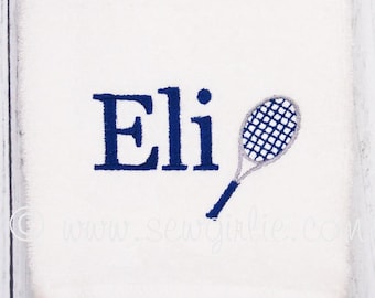 Serviette de tennis monogrammée preppy personnalisée avec raquette/accessoire de tennis personnalisé/cadeau de tennis