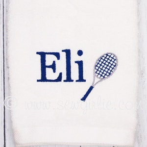 Personalized Preppy Monogrammed Tennis Towel With Racket/Personalized Tennis Accessory/Tennis Gift image 1