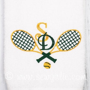 Personalized Preppy Monogrammed Tennis Towel With Racket/Personalized Tennis Accessory/Tennis Gift image 1