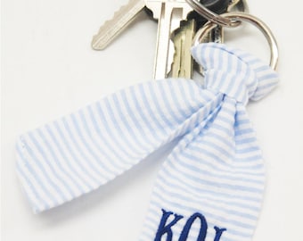 Personalized Preppy Petite Monogrammed Seersucker Key Fob/Personalized keychain/bridesmaid teacher teen gift/graduation gift/Soro Gift