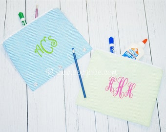 Personalized Preppy Monogrammed Pencil Pouch/Back to school pencil pouch with our without grommets/preppy monogrammed back to school