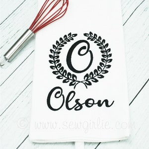 Monogrammed Dish Towel-Family Name Kitchen-Custom Tea Towel - Kitchen Decor - New Couple Gift - Wedding Gift- Hostess Gifts-Engagement Gifts