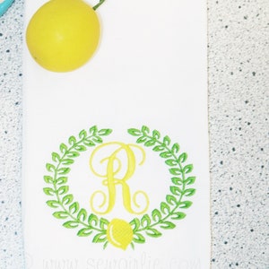 Personalized Preppy Monogrammed Lemon Dish Towel image 1