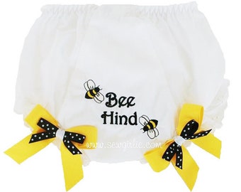 Bee Hind Monogrammed Bloomers for Infant and Toddler/Baby Girl Monogrammed Bloomers/Diaper Cover
