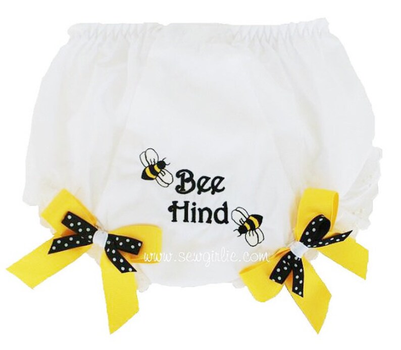 Bee Hind Monogrammed Bloomers for Infant and Toddler/Baby Girl Monogrammed Bloomers/Diaper Cover image 1