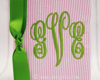 Personalized Preppy Monogrammed Seersucker Photo Album/Monogrammed Photo Album