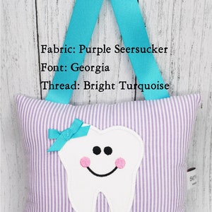 Personalized Monogrammed Seersucker Tooth Fairy Pillow/tooth fairy/tooth pocket pillow/lost tooth pillow/personalized tooth fairy pillow image 6