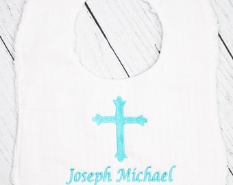 Personalized Baptism Bib/Christening Keepsake/Dedication day bib/Baby Keepsake/Religious Gift