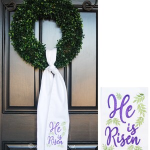 Easter Wreath Swag-sash He Is Risen/Front Door Décor/Easter Ribbon for Wreath/Easter Sash for Wreath image 2