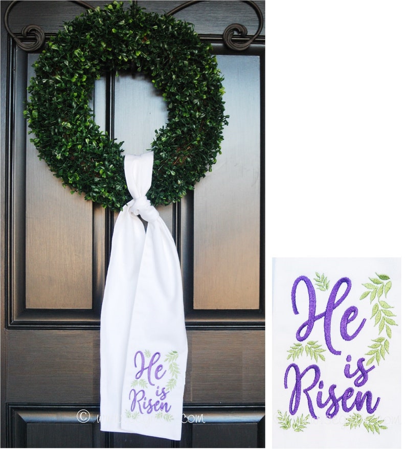 Easter Wreath Swag-sash He Is Risen/Front Door Décor/Easter Ribbon for Wreath/Easter Sash for Wreath image 2