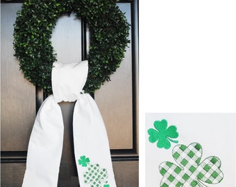 Personalized Preppy Monogrammed St. Patrick Day Wreath Sash/Front Door Décor/ Monogrammed Ribbon for Wreath/Monogrammed Sash for Wreath