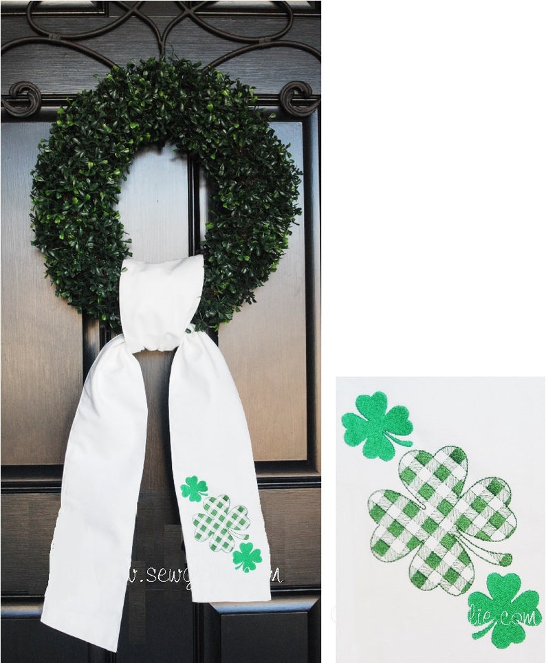 Personalized Preppy Monogrammed St. Patrick Day Wreath Sash/Front Door Décor/ Monogrammed Ribbon for Wreath/Monogrammed Sash for Wreath image 1