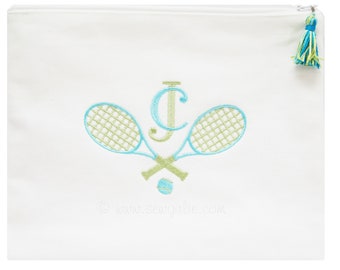 Personalized Preppy Monogrammed Tennis Makeup Bag/Tennis Bag/Personalized Accessory Case/Tennis Gift/Tennis Captain Gift/Tennis Racquet Tote