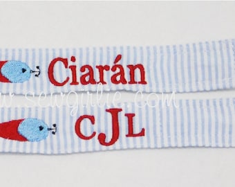 Personalized Monogrammed Fishing Lure Binky Buddy Clip/Embroidered Pacifier Clip/Monogrammed Pacifier/Universal Clip/Baby Accessories