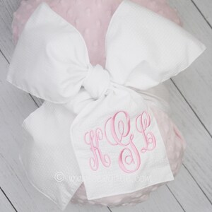 Personalized Monogrammed Newborn Infant Baby Seersucker Bow/Maternity Photo Prop/Monogrammed Newborn Wrap/Baby Photo Prop/Big Bow/