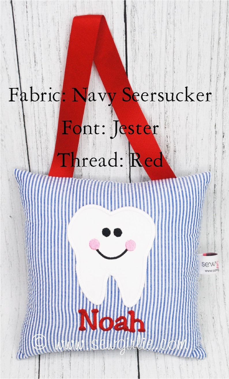 Personalized Monogrammed Seersucker Tooth Fairy Pillow/tooth fairy/tooth pocket pillow/lost tooth pillow/personalized tooth fairy pillow image 5