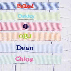 Preppy Personalized Monogrammed Seersucker Pacifier holder/Binky Buddy Clip/Embroidered Pacifier Clip/Monogrammed Pacifier/BabyAccessories image 1