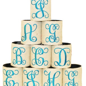 Support de boisson isolé monogrammé monogrammé personnalisé Cozies / Can Cozie / Wedding Cozie / Wraps de canette / Beer Cozie / Wraps de bouteille / Refroidisseur de canette image 2