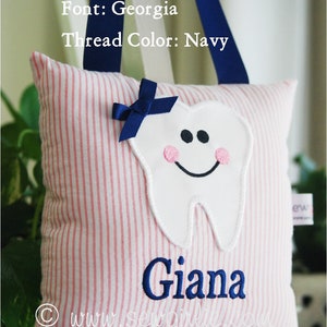 Personalized Monogrammed Seersucker Tooth Fairy Pillow/tooth fairy/tooth pocket pillow/lost tooth pillow/personalized tooth fairy pillow image 4