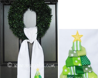 Monogrammed Christmas Ribbon Tree Sash/Front Door Décor/Monogrammed Wreath/Monogrammed Sash for Wreath