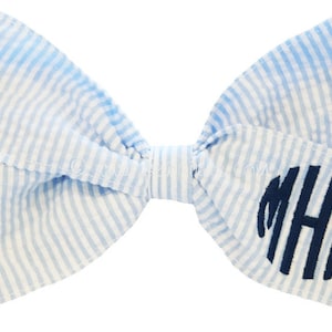 Personalized Preppy Monogrammed Seersucker Hair Bow