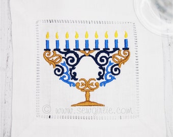 Happy Hanukkah Set of 4 Menorah Cocktail Napkins/Holiday Gift/Hostess Gift/Personalized Gifts