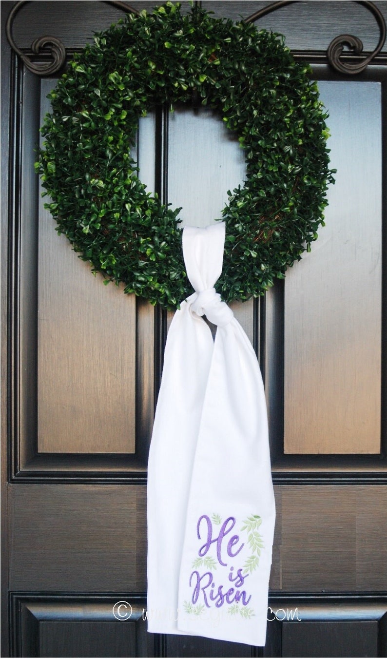 Easter Wreath Swag-sash He Is Risen/Front Door Décor/Easter Ribbon for Wreath/Easter Sash for Wreath image 1