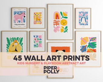 Matisse Style Nursery Prints | Colorful Kids Animal Posters (45 Digital Downloads)