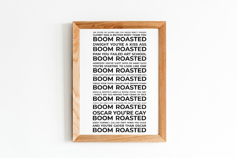 Michael Scott Boom Roasted Print the Office Quotes Digital Etsy