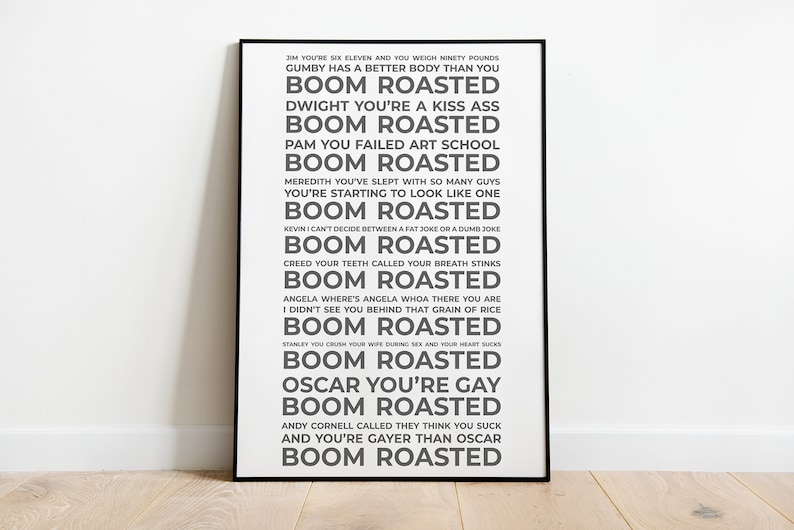 Michael Scott Boom Roasted Print the Office Quotes Digital Etsy