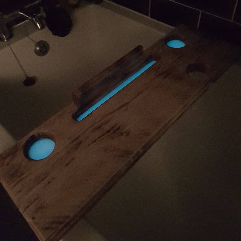 Bath Caddy, Reclaimed Bath Board, Glow in the Dark Bath Buddy, Rustic