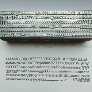 12 point GILL SANS ITALIC  Upper & Lower case, Letterpress Metal Printing Type