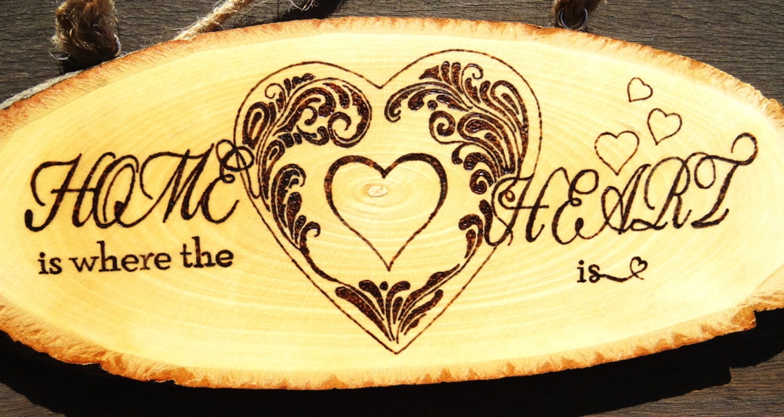 Custom wood burning sign for home. Swirly heart original Etsy