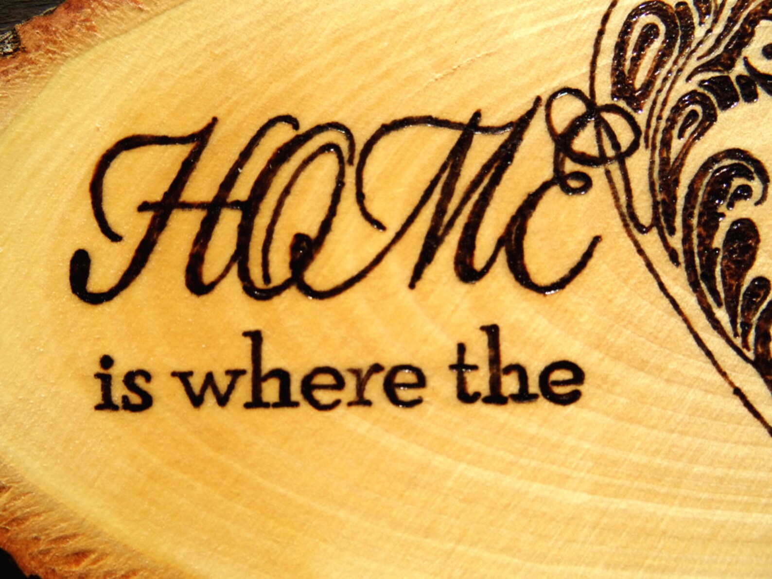 Custom wood burning sign for home. Swirly heart original Etsy