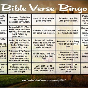 Bible Verse Bingo - 36 Printable Cards