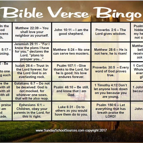 Bible Verse Bingo 36 Printable Cards - Etsy
