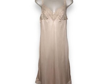 Vintage JC Penney Full Slip Beige Lace Bust Hem Union Label 1970s Women 36 Dress