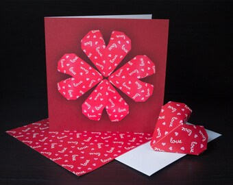 9 Red Hearts Origami Puffy Love Heart Collection Etsy