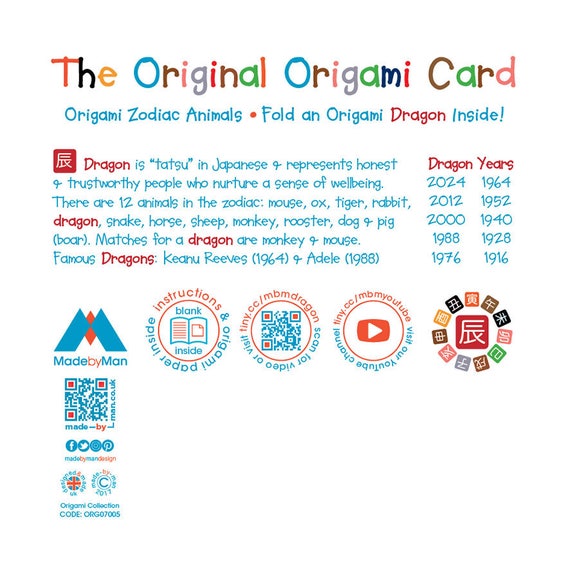 Origami Animal Cute Dragon Face Greeting Card